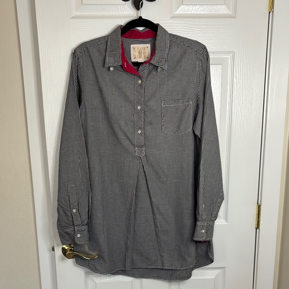 Victoria’s Secret Black and White Checkered Night Shirt Lounge Shirt 100%Cotton